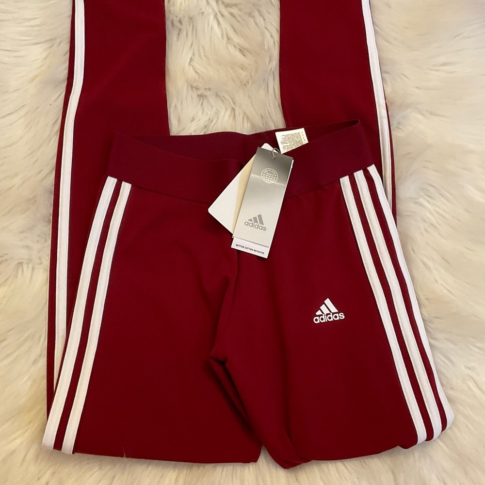 Adidas 3 Stripe Leggings / Tights - NWT - Size XS - Collegiate Burgundy - Picture 6 of 12
